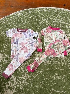 Burt’s Bees- two sets Girls' Dino Print Pink & Purple Pajama Set - Kids